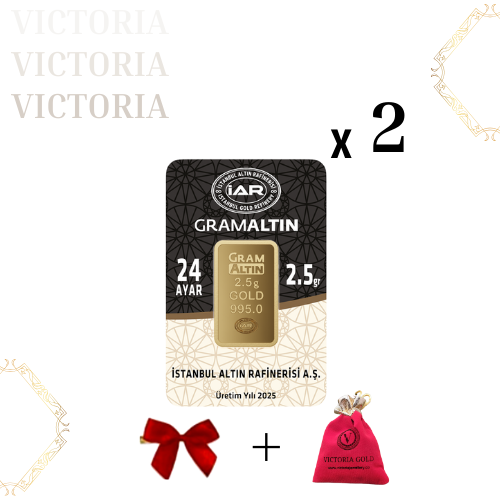 2 adet 2,5 gr 24 ayar 995 altın
