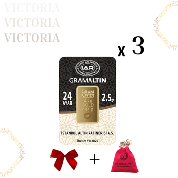 3 Adet 2,5 gr 24 Ayar 995 Altın