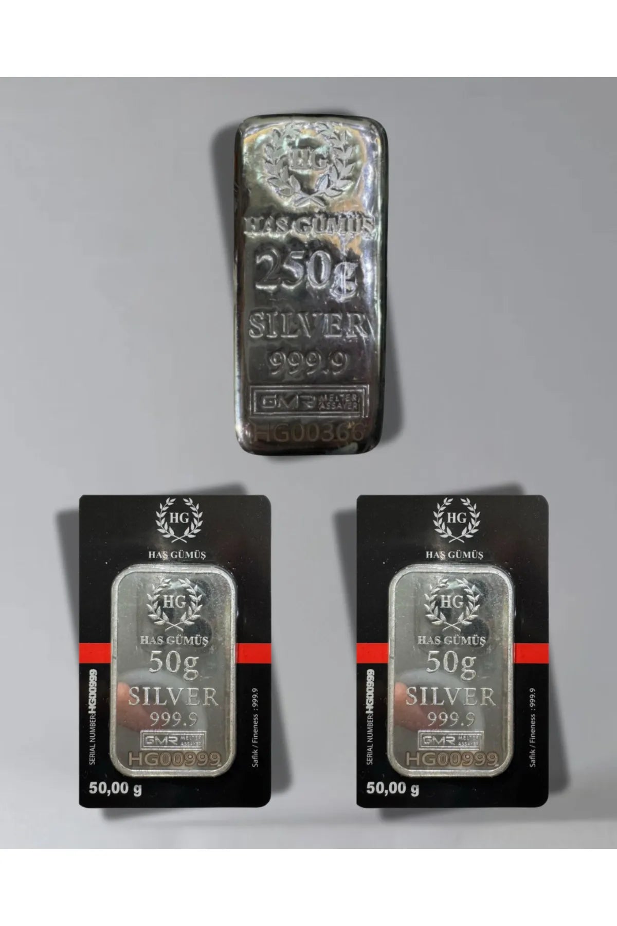 Sertifikalı 350 gr külçe gümüş 999 ayar