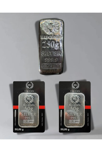 Sertifikalı 350 gr külçe gümüş 999 ayar