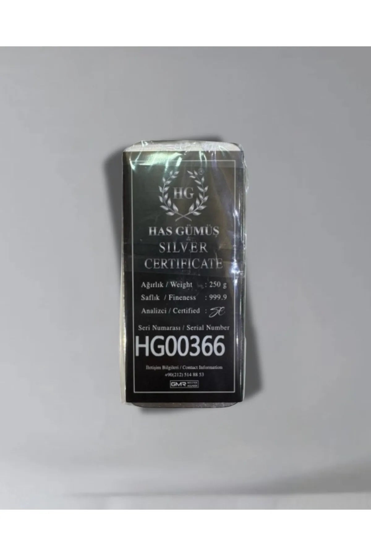 Sertifikalı 350 gr külçe gümüş 999 ayar