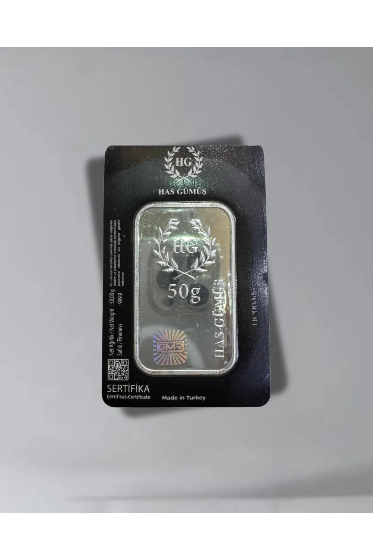 Sertifikalı 350 gr külçe gümüş 999 ayar