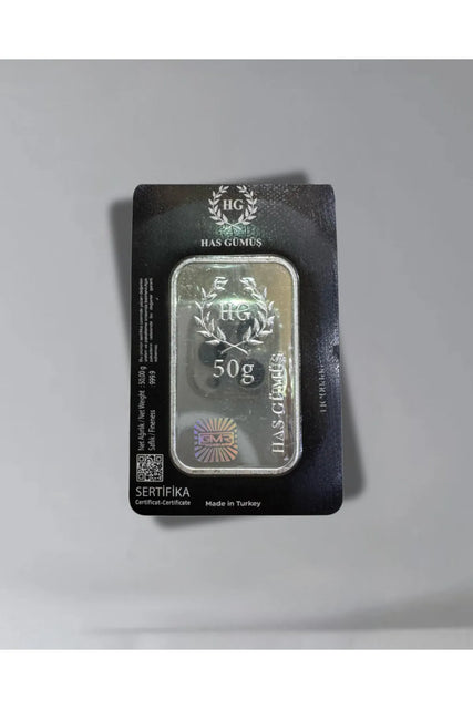 Sertifikalı 350 gr külçe gümüş 999 ayar